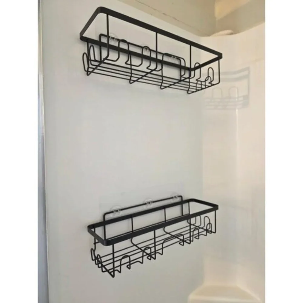 New Stainless Steel Shower Caddy 6-Pack, Rustproof Adhesive Shelves, No Drilling